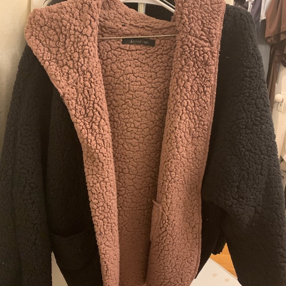 fluffy reversible fleece coat - Picture 4 of 4